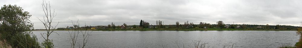 Панорамная фотография реки Олонки вблизи деревни Герпеля