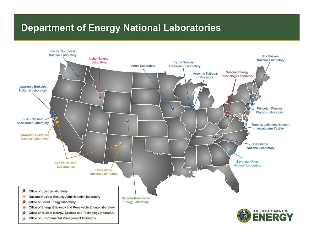 17 национальных лабораторий Минэнергетики США в 2010 году