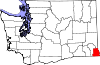 Округ Асотин на карте штата.