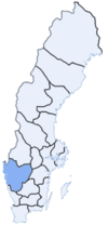 Расположение лена Вестра-Гёталанд в Швеции