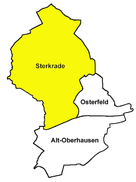 Расположение Штеркраде на карте Оберхаузена