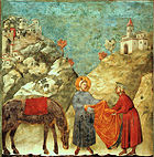 Giotto - Legend of St Francis - -02- - St Francis Giving his Mantle to a Poor Man.jpg