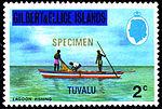 1976 stamp of Gilbert & Ellice Islands overprinted for Tuvalu.jpg
