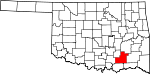 Округ Атока на карте штата.