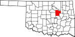 Округ Крик на карте штата.