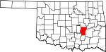 Округ Хьюджес на карте штата.
