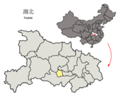 Location of Qianjiang within Hubei (China).png
