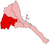 Провинция Гаш-Барка  (Зоба Гаш-Барка) выделена цветом на этой карте