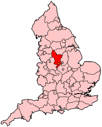 Графство Дербишир на карте Англии