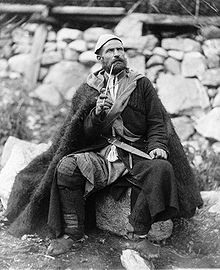 Old peasant with dagger and long smoking pipe, Mestia, Svanetia, Georgia (Republic).jpg