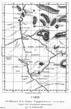 Карта Касикьяре Александра фон Гумбольдта