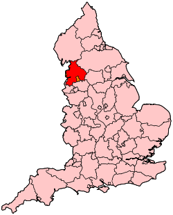 Графство Ланкашир на карте Англии