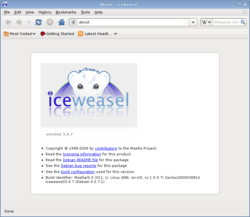 скриншот Iceweasel в Debian squeeze