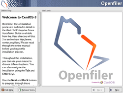 Screenshot of Openfiler distribution installer