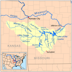 Карта бассейна реки Осейдж