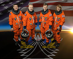 Экипаж (слева направо): Рекс Уолхайм, Даглас Хёрли, Кристофер Фергюсон и Сандра Магнус.