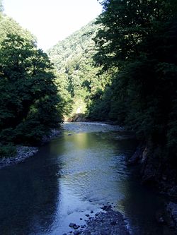Среднее течение реки, справа впадает приток Агуа