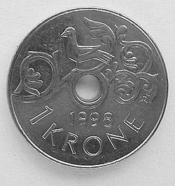 Монета достоинством 1 крона.
