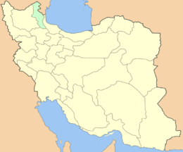Карта Ирана с подсвеченной провинцией Ардебиль