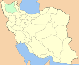 Карта Ирана с подсвеченной провинцией Восточный Азербайджан
