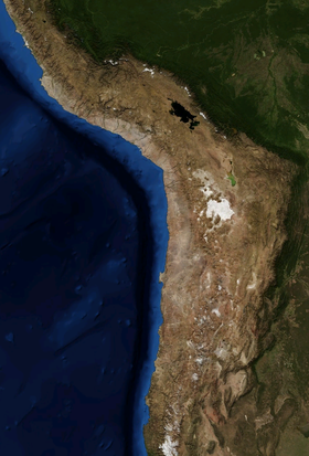 Пустыня Атакама, вид из космоса, фотография NASA World Wind