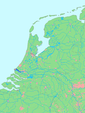 Ньиве-Ватервег (синяя полоса) в дельте Рейна и Мааса