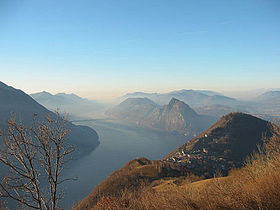 Вид на Монте-Бре и озеро Лугано