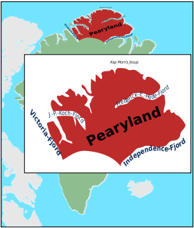 Земля Пири на карте Гренландии.