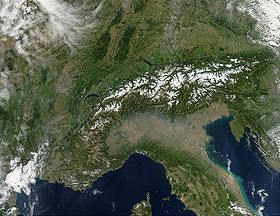 Альпы — снимок из космоса