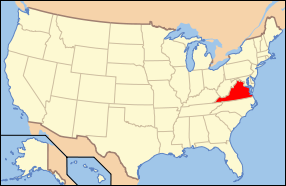 Штат Виргиния на карте США