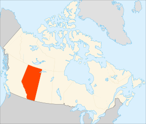 Альберта на карте Канады