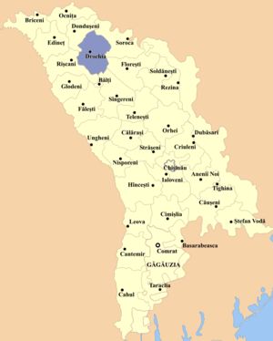 Дрокиевский район на карте