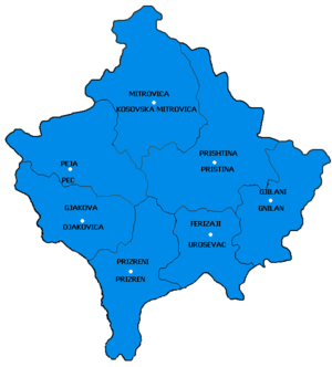 Административно-территориальное деление Республики Косово на округа