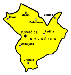 Община Ковачица, карта