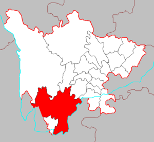 Ляншань-Ийский автономный округ на карте