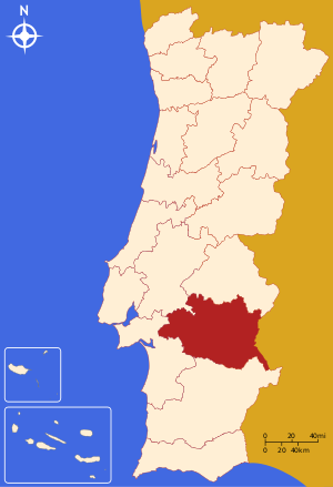 Эвора (округ) на карте