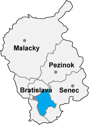 Район Братислава II на карте