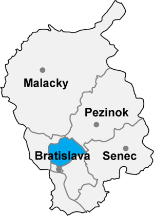 Район Братислава III на карте