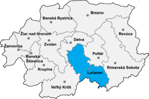 Район Лученец на карте