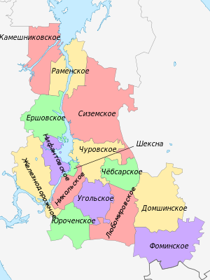 Шекснинский район, карта