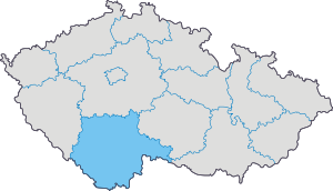Южночешский край на карте