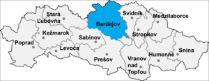 Район Бардейов на карте