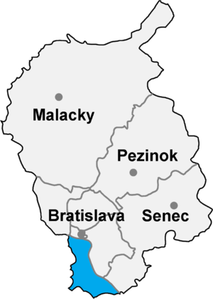 Район Братислава V на карте