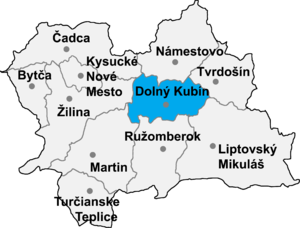 Район Долны Кубин на карте
