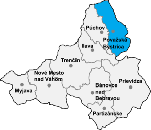 Район Поважска Бистрица на карте