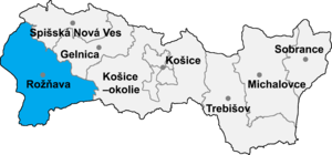 Район Рожнява на карте