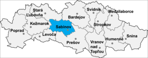 Район Сабинов на карте
