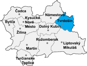 Район Тврдошин на карте