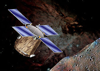 КА «NEAR Shoemaker» на орбите астероида Эрос (рисунок художника)