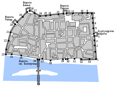 Схема фортификационных сооружений Орлеана
